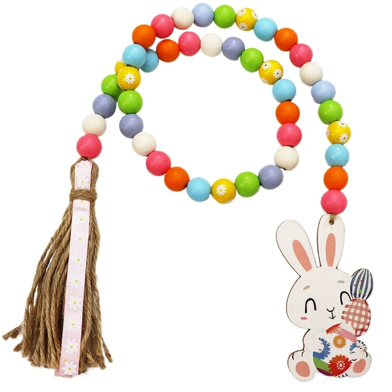 

Акция! Пасхальная деревянная гирлянда из бусин-многоярусный поднос из бусин, украшение для дома для подвешивания на дерево, стены, полки, Windo