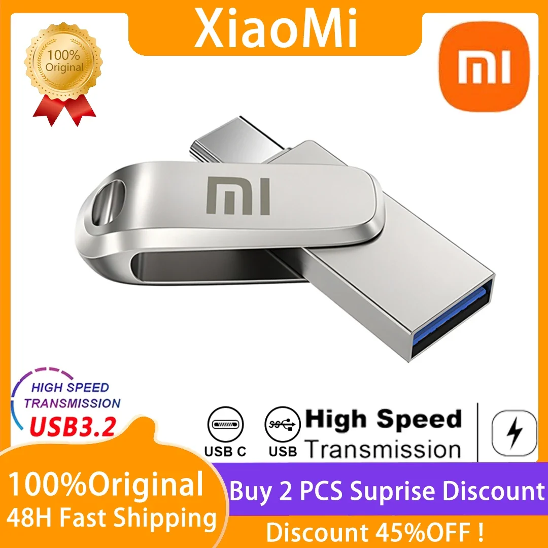 

Top USB 3.2High-Speed Xiaomi U Disk 2TB Type-C Interface Mobile Phone Computer Mutual Transmission Portable 1T USB Memory 512GB