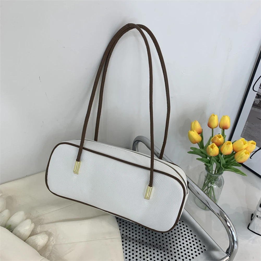 

Fashion Women Shoulder Bags Hit Color PU Leather Female Boston Designer Purse Armpit Handbags Ladies Daily Casual Underarm Totes