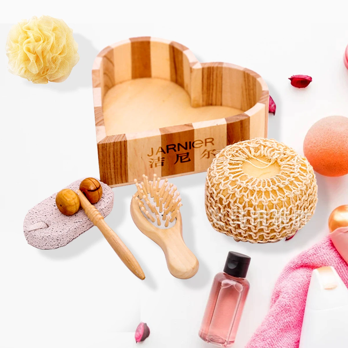 Подарочный набор из 6 предметов для ванны спа душа деревянный массажа лица