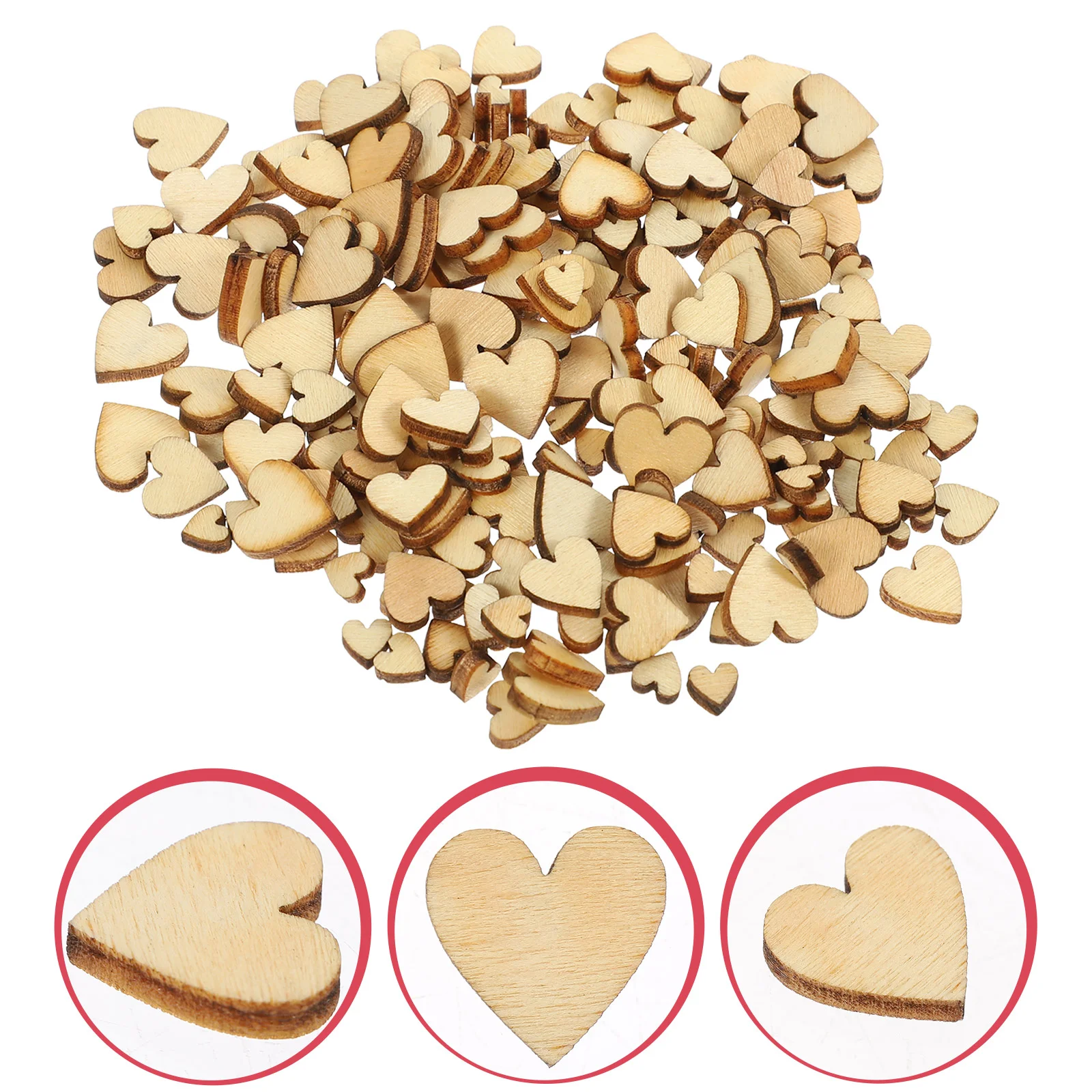 

200 Wood Heart Slices Blank Wood Log Discs Chips Cutout Ornament for Home DIY Crafts Wedding Centerpieces Christmas Supplies