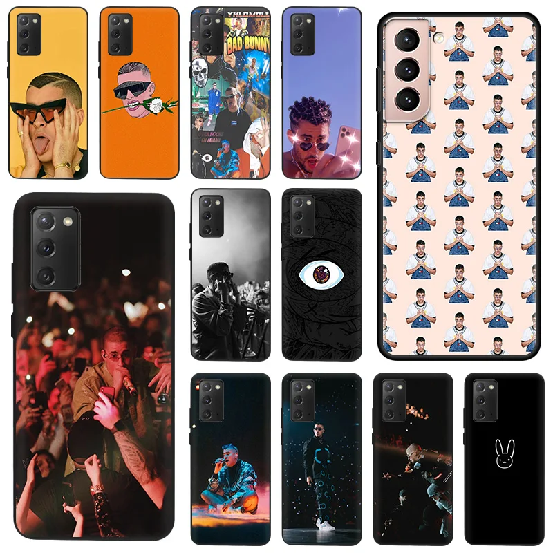 Чехол для телефона Samsung S22 5G S21 Ultra S20 FE S10 Plus Lite Bad Bunny черный мягкий силиконовый