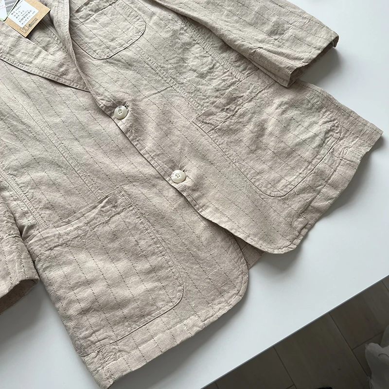 Sven Texture DuPont Fiber Linen Comfortable Cool Men's Ninth Sleeve Small Single s