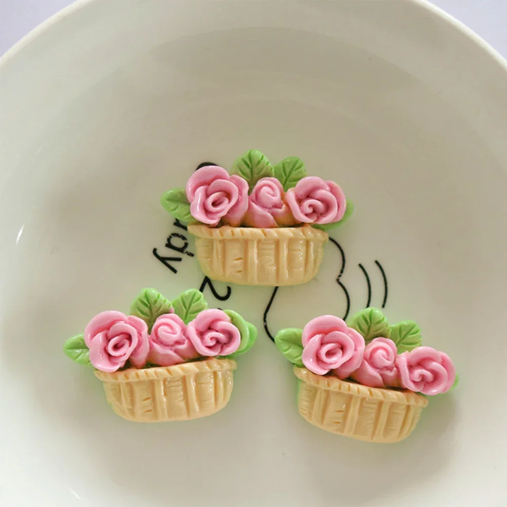 

10 шт. Смоляные кабошоны цветочные корзинки для скрапбукинга