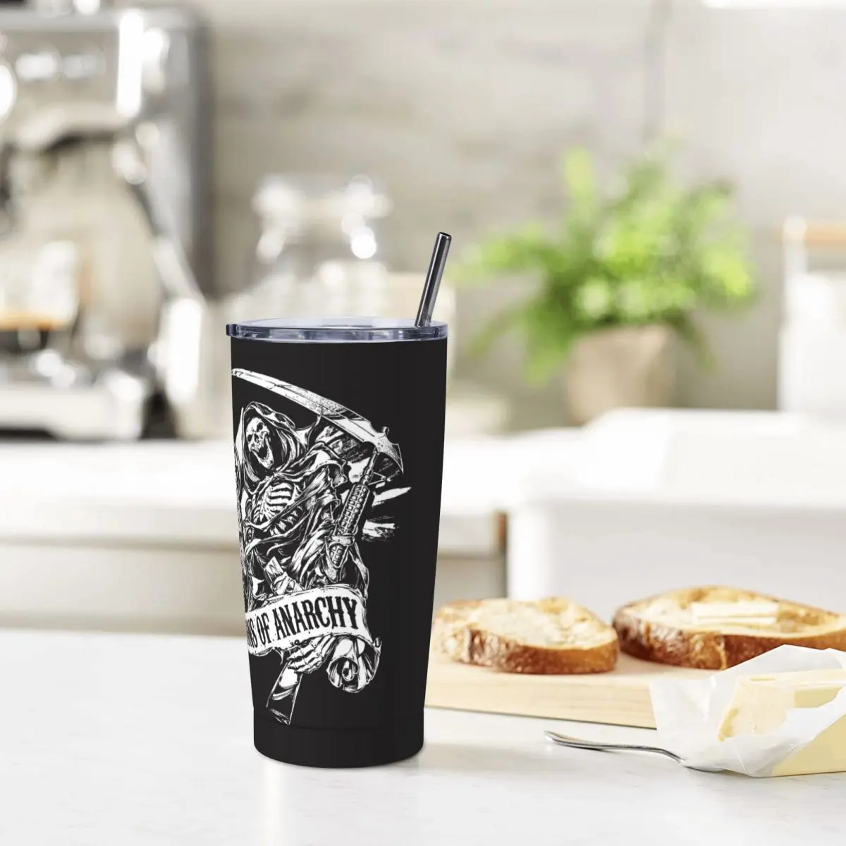 Кружка для кофе с крышкой и соломинкой из нержавеющей стали 20 унций