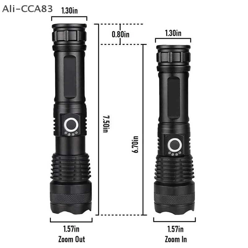 XHP50.2 Led Flashlight With Battery Level Display Rechargeable 4 Core Torch Zoom Usb Hand Lantern For Camping Outdoor Emergency (art.: 3920cfd7e20ab) - 3920cfd7e20ab