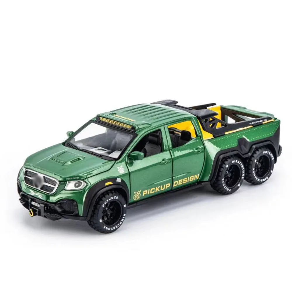 

1/28 X-Class Car Model Alloy Diecast EXY 6X6 Off Road Pickup Model Toy 21cm With Pull Back Sound Light Vehicle For Boy Gifts