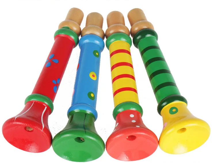 

1Pcs Colorful Wooden Toys Trumpet Buglet Hooter Bugle Musical Toys Instrument For Kids Children Instruments Musical Toy Random