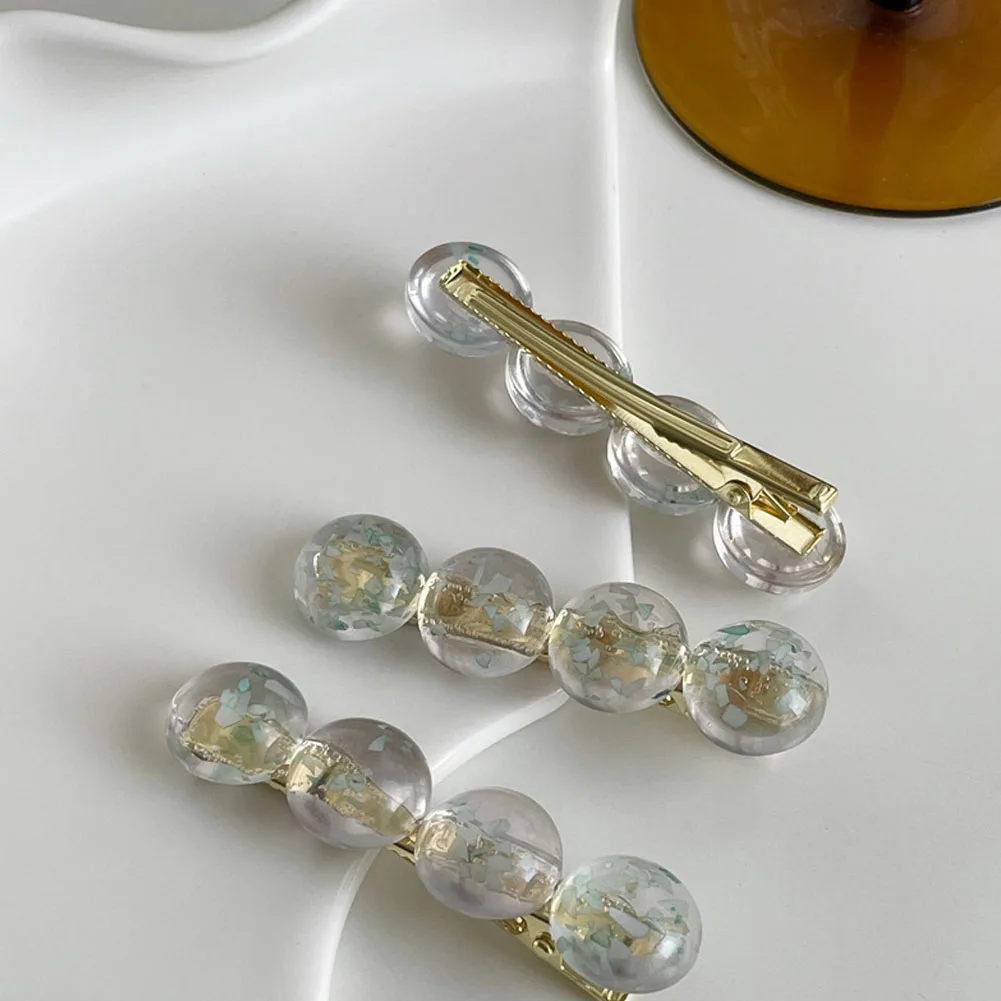 

Заколка для волос в ретро-стиле женская, зажим с круглыми бусинами из смолы, с имитацией мрамора, аксессуар для волос