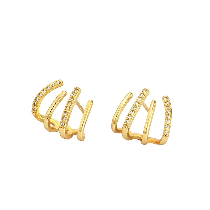 

925 Sterling Silver Post Claw Earrings for Women Girls CZ Luxury Cuff Earrings Hypoallergenic Wrap Piercing Ear Mother's Day Gi