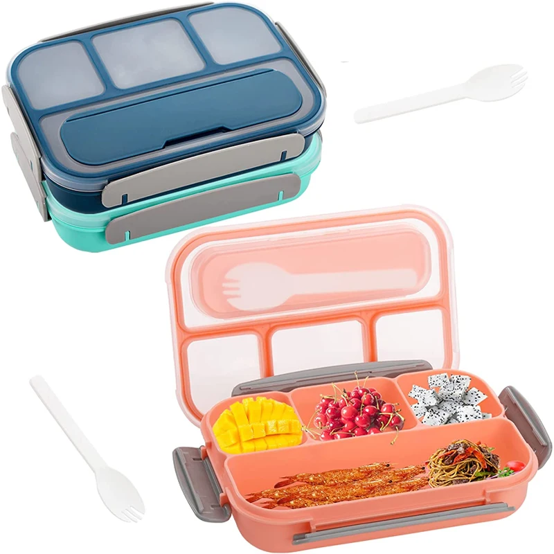 

Lunch Box Portable Microwave Lunch Containers for Adult/Kid/Toddler 4 Compartment Sealed Salad Box Picnic Food Storage Container