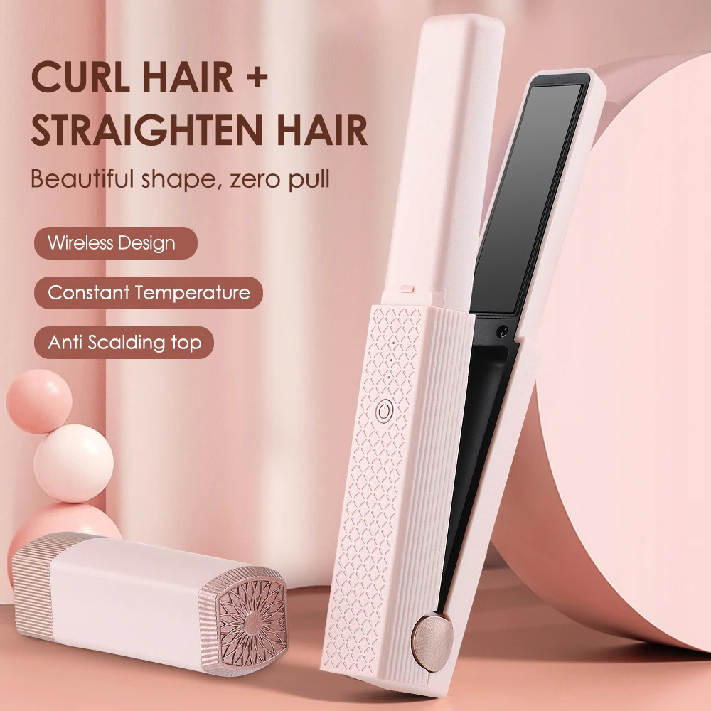 Hair Straightener Cordless Usb Hair Straightener Mini Ceramics Hair Curler 3 Constant Temperature Portable Flat Iron for Travel