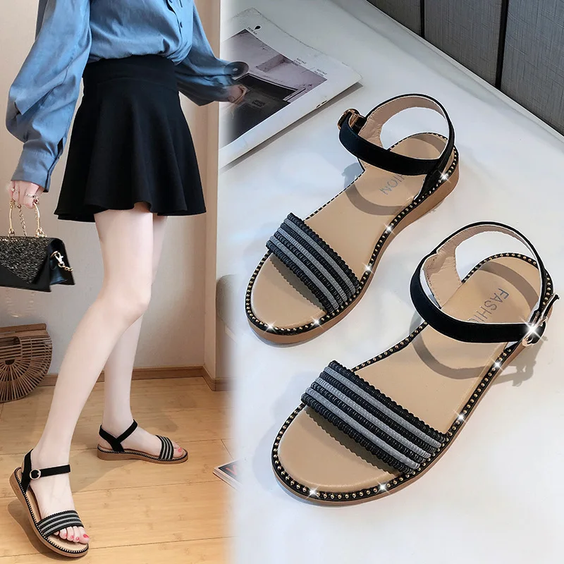 Fashion Gladiator Sandals Women Summer Sandals New Buckle Strap Casual Woman Shoes Sandalias De Tacon Beach Sandals Ladies