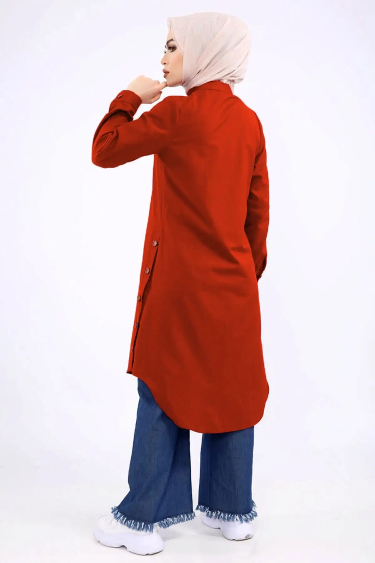 

Judge Neck Buttoned Tunic Women Muslim Tunic 2021 Fashion
