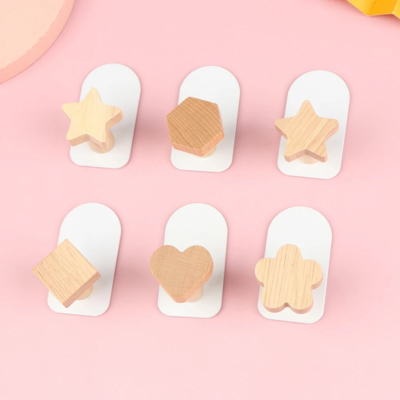 

Nordic Wood Wall Decorative Hanger Hooks Punching-free Behind-door Clothes Coat Bags Keys Holder Hook Bathroom Tower Hook Rack