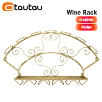 7 bottles iron wall mounted wine rack with glass holder personality creative bottle stand bar storage baskets