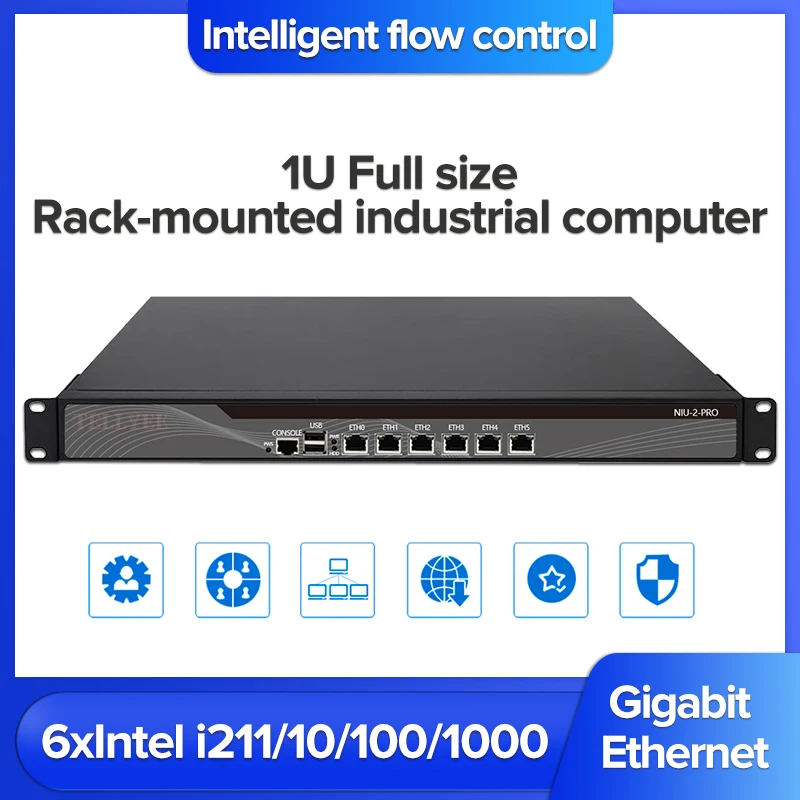 Niu-2-Pro Gigabit multi-port IPC, брандмауэр, VPN, маршрутизатор, сетевое защитное оборудование, [6 Intel Gigabit LAN / 2USB / 1COM / 1VGA]