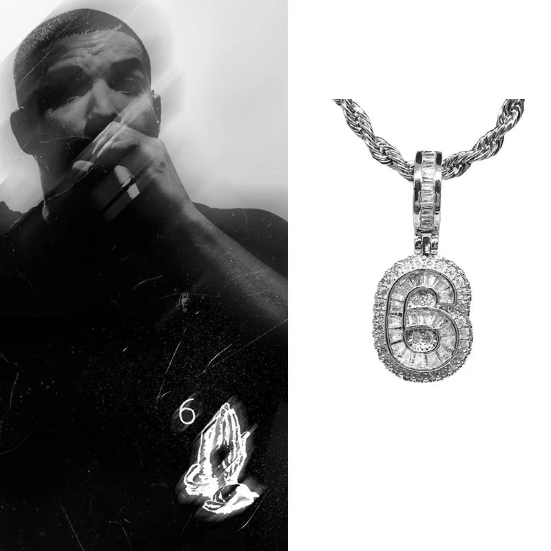 Цифровое ожерелье Drake 6 Бог мужская утка полная кристаллов кулон рэп хип-хоп