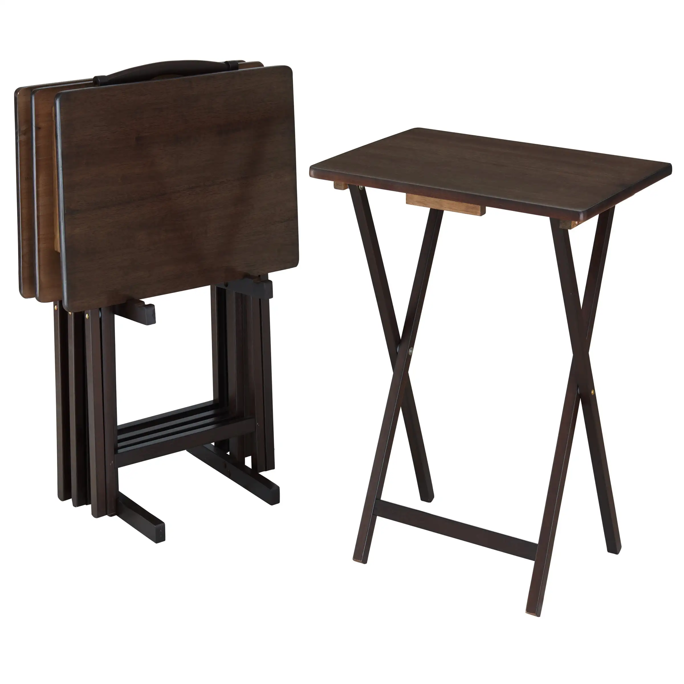 

Walnut 5-Piece Folding TV Tray Table Set, 19 x 15 x 26 Inch