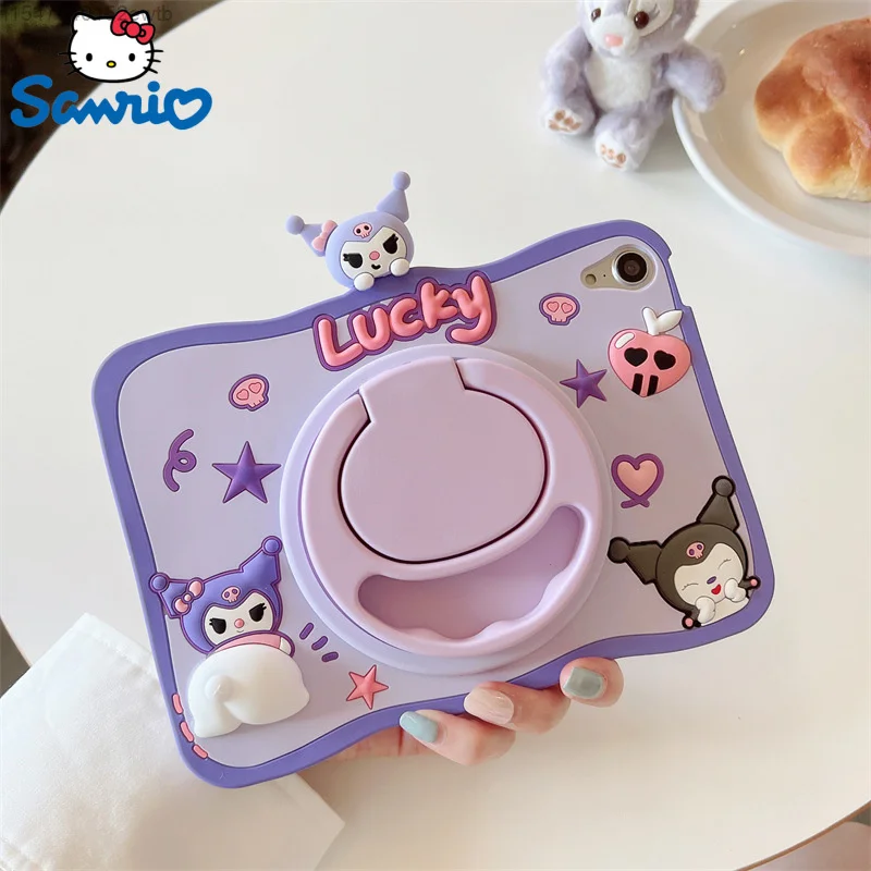 

Sanrio Kuromi Lotso Pink Piggy Bear Cute Cartoon Silicone Case For Apple iPad 11in Mini 1 2 3 4 5 6 With 360 Rotating Bracket