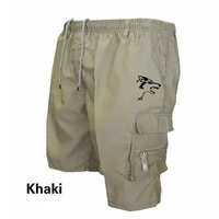 outdoor cargo shorts male overalls elastic waist cycling shorts multi pockets loose work shorts quick dry wolf printed trousers