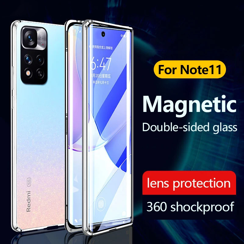 

360 Shockproof Protect Case For Xiaomi Redmi 12 Pro X Ultra 11 Lite 10s Civi 1s K40 K50 Magnetic Double-sided glass Phone Cover