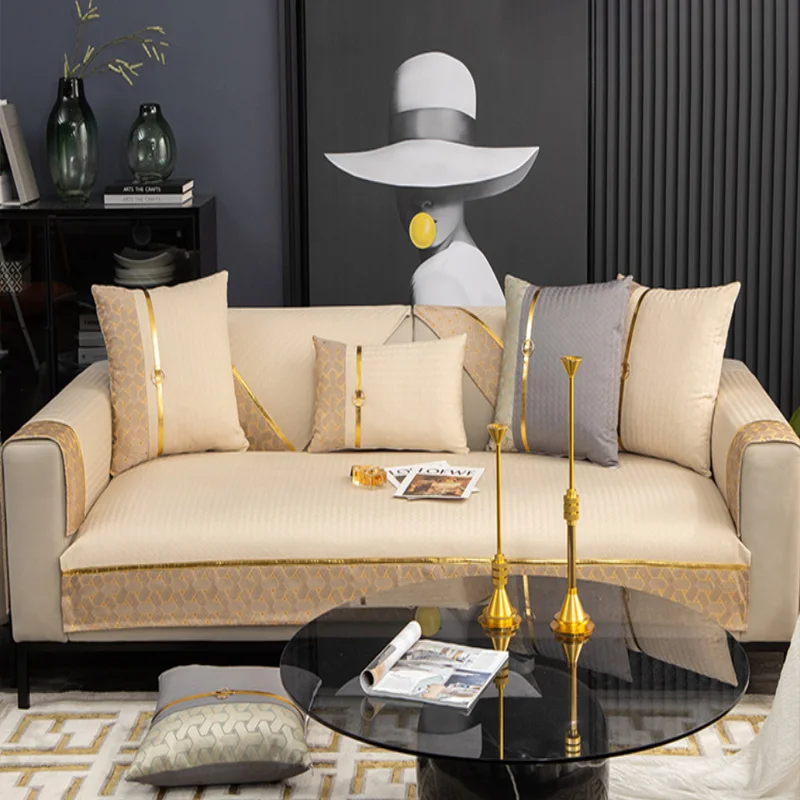 

Luxury Sofa Covers for Living Room Decor Leather Sofa Towel Cover Non-slip Corner Sofa Towel Couch Covers for All Sofa Floor Mat