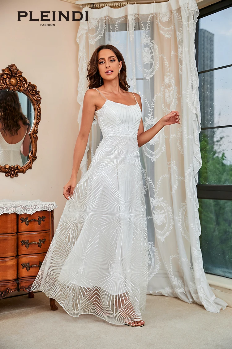 PLEINDI Luxury Evening Dresses Square Collar Spaghetti Strap A-shaped Floor-Length Chiffon 2022 New of Exquisite Prom Dress Wome