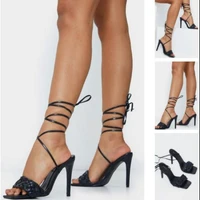 women shoes gladiator sandals sexy high heels summer party cross strap lace up pumps big size 35 43 beach slippers