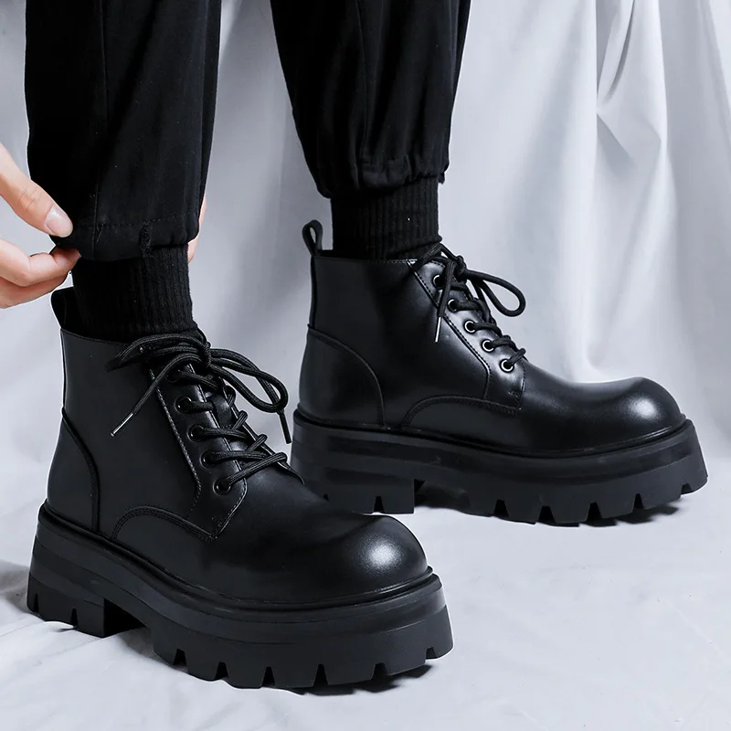 Ботинки для мужчин из натуральной кожи размер 39 - 46 цвет черный