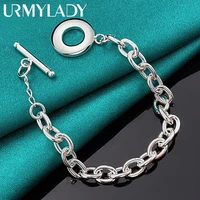 urmylady 925 sterling silver ot thick chain charm bracelet for women man wedding celebration engagement party fashion jewelry