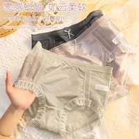 silk panties ladies lolita japanese sweet bow mid waist seamless wave point breathable lace mesh sexy briefs women underwear