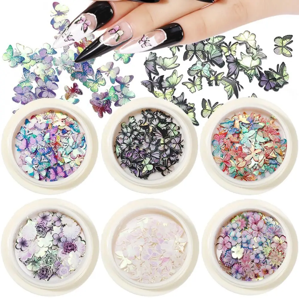 

1 Box 3D Colorful Laser Butterfly Pattern Nail Art Sequins Ultrathin Glitter Flakes Nail Paillettes Holographic DIY Manicure