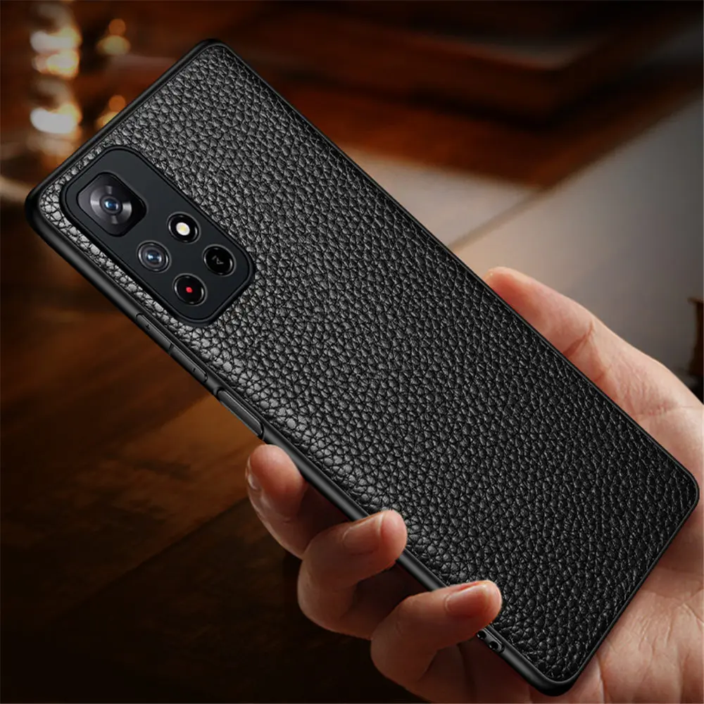 

Redmi Note 11 Case Ultra-thin Genuine Leather Back Cover For Xiaomi Redmi Note 11 K40 Pro + Plus Shockproof Case Coque Fundas