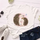 Женская Винтажная летняя футболка с коротким рукавом и принтом ежа