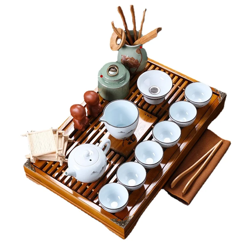 

Japanese Porcelain Tea Set Kung Fu Ceremony Strainer Luxury Bone China Purple Clay Sake Tea Cup Pot Set Tray Juego De Te Teaware
