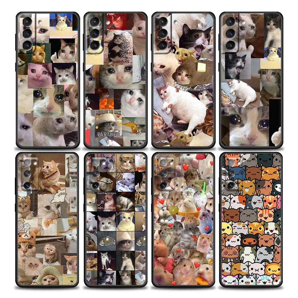 

Cute Crying Cat Memes Coques Funda Phone Case for Samsung Galaxy S22 S23 S9 S10e S21 S20 Fe Plus Ultra 5G Case TPU Capa Para