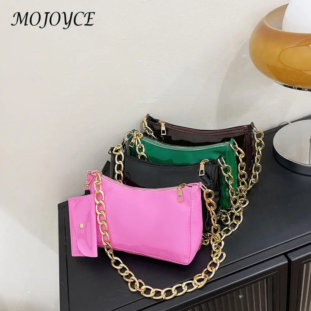 

Women Shoulder Bags Fashion PU Thick Chain Handbag Purse Lady Zipper Casual Messenger Bag Multifunctional Handbags