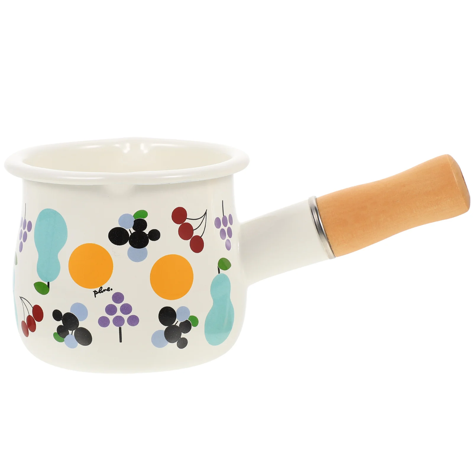 

Enamel Butter Warmer Handle Milk Pot Kitchen Enamelware Anti-scald Milk Pot for Home