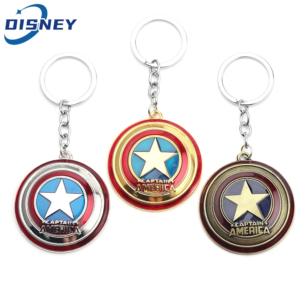 

Marvel Hero Captain America Shield Keychain Movie Avengers Captain America Backpack Key Holder Accessories for Women Men Keyring