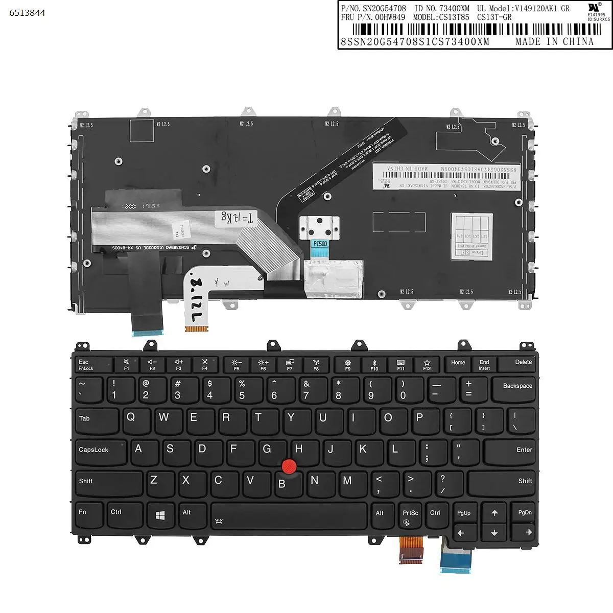 US Laptop Keyboard for Lenovo ThinkPad Yoga Y370  Black backlit  With Point stick