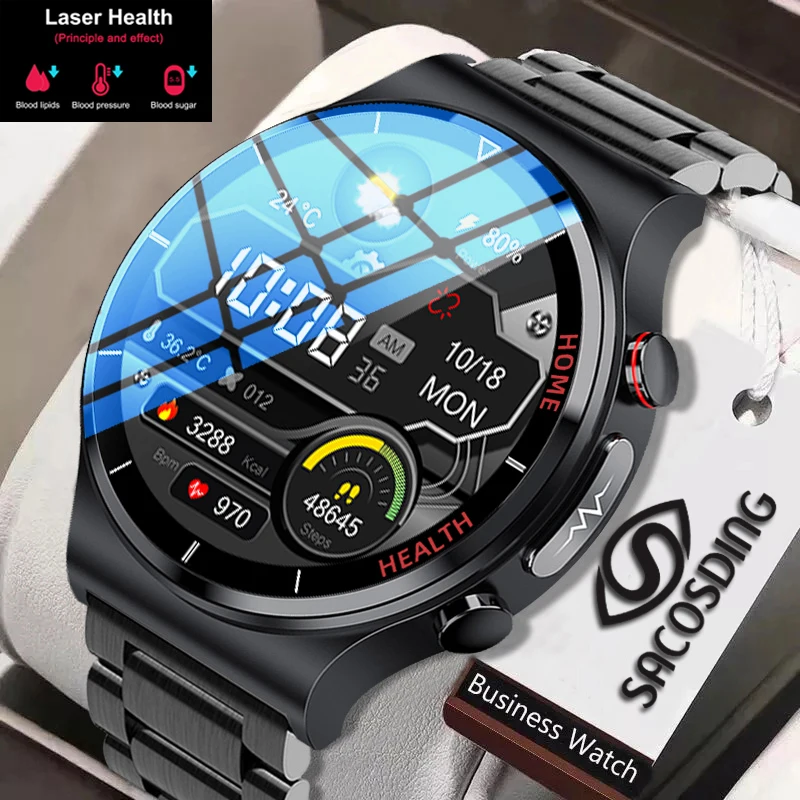 Yeni ekg + PPG akıllı saat erkekler Sangao lazer sağlık kalp atış hızı saatler vücut sıcaklığı Fitness izci akıllı saat Huawei Xiaomi için