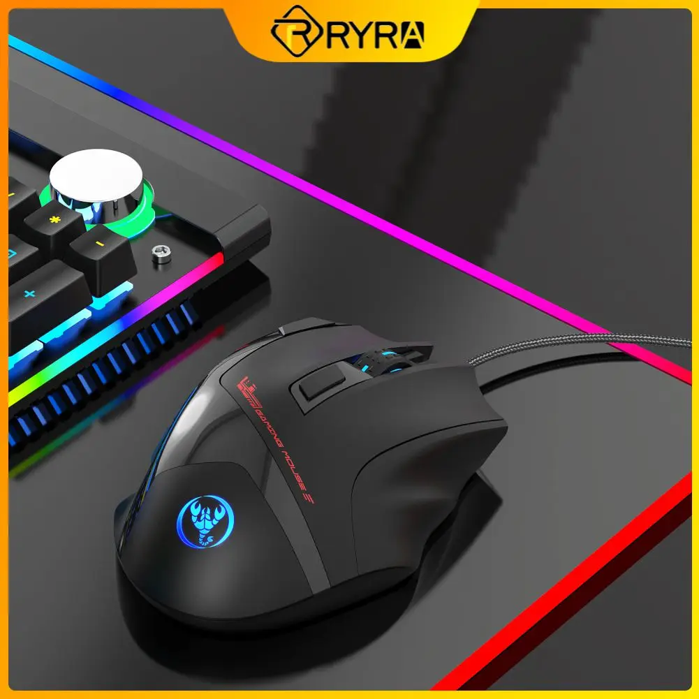 

Мышь Компьютерная RYRA Проводная игровая, RGB, 7200dpi, USB