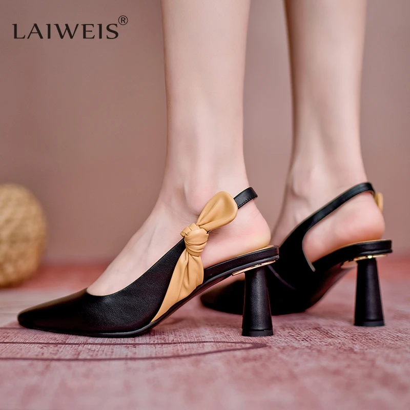 Сандалии Женские однотонные заостренный носок высокий каблук-шпилька простые и