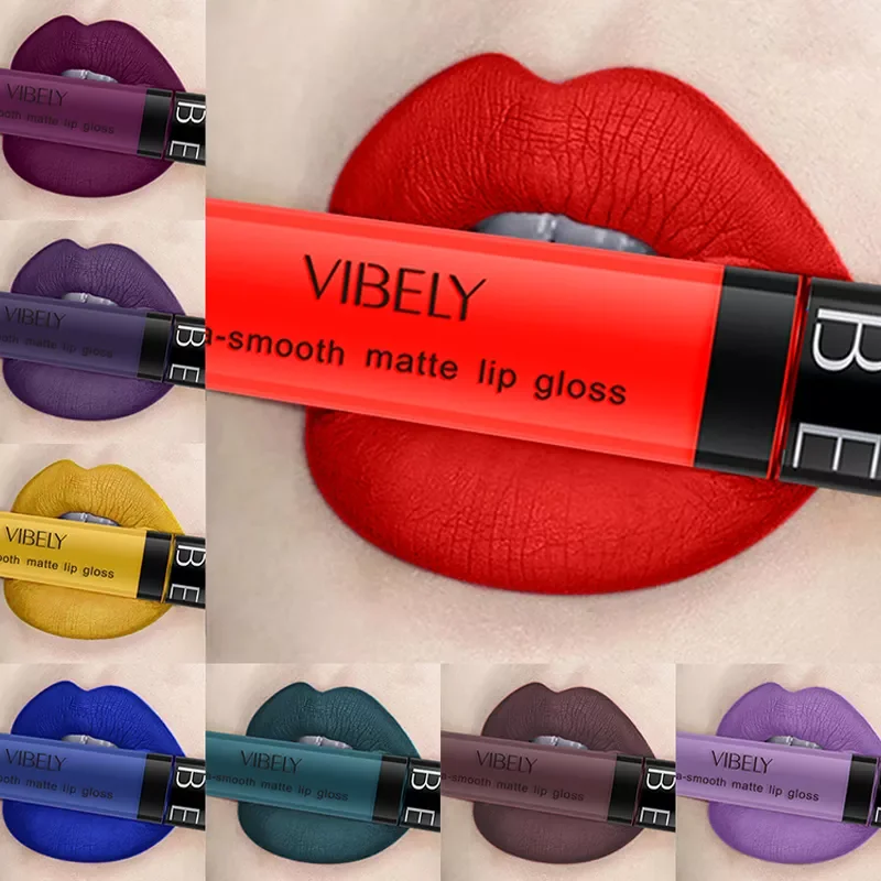 

Color Matte Lipstick Waterproof Lipstick Liquid Lip Gloss Sexy Lip Makeup Professional Cosmetic Lipstick Set