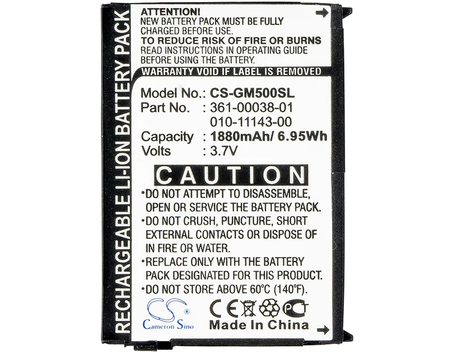 

Cameron Sino 1880mAh Battery For Garmin 010-11143-00 361-00038-01 Nuvi 500 Zumo 600 650 660 220 660LM Nuvi Aera 510 550 500 560