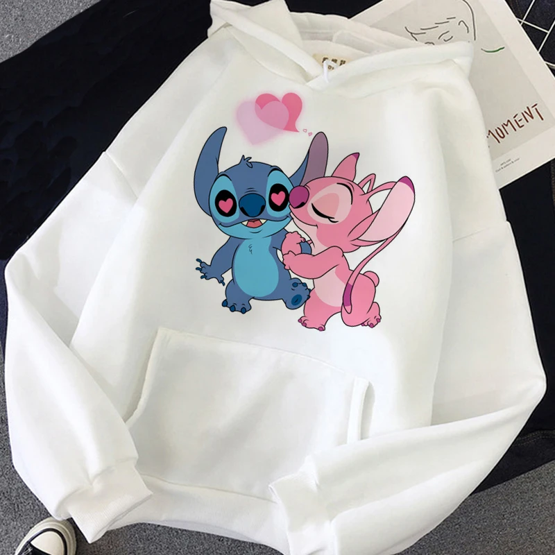 

Disney Cartoon Ohana Stitch Hoodies Women Kawaii Lilo Stitch Graphic Streetwear Funny Unisex Tops Anime Sweatshirts Female