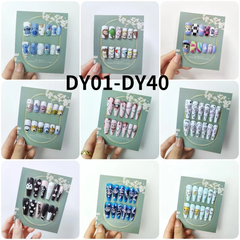 

12Pcs Press on False Nails Art Full Cover Paznokie Kawaii Multiple Style Fake Cartoon Nail EasyWear Reusable Gyaru 2023 New
