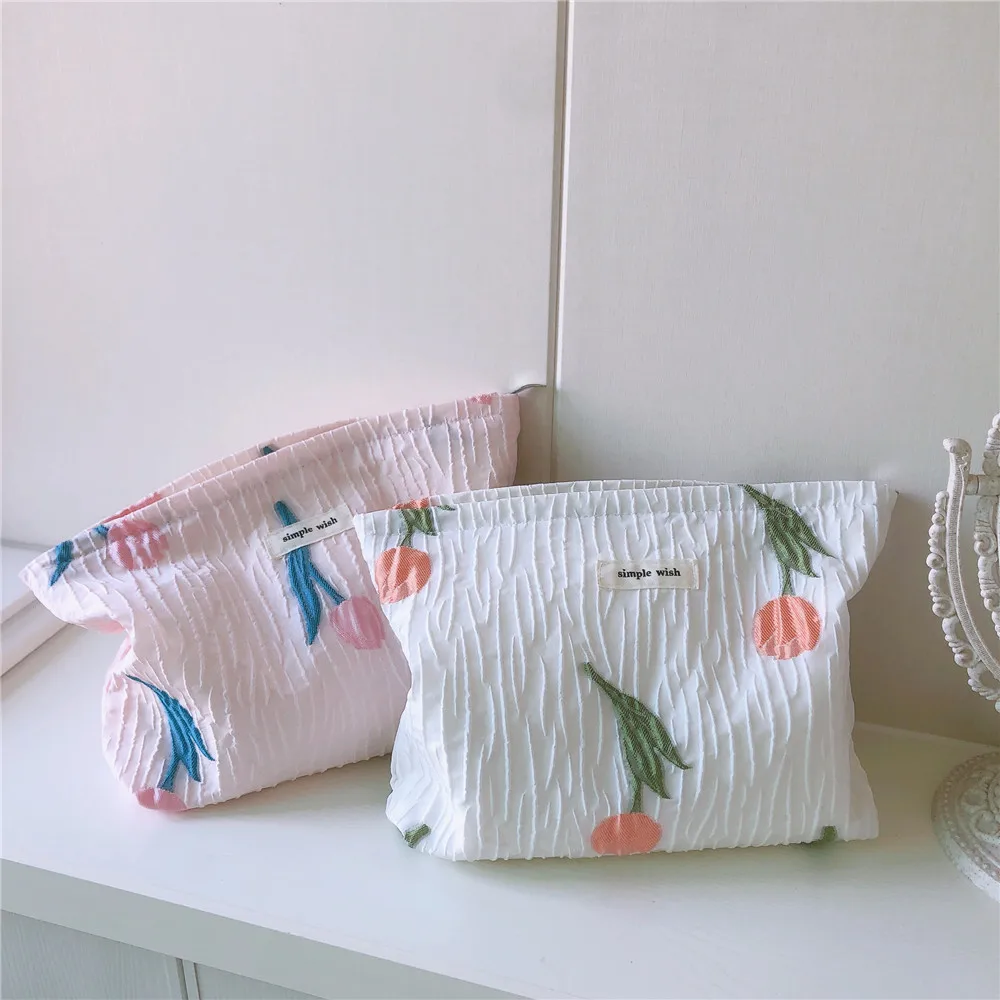 

Fashion Fresh Canvas Clutch Makeup Bag Cosmetic Organizer Travel Portable Toiletries Wash Storage Bag Daily Makeup Pouch