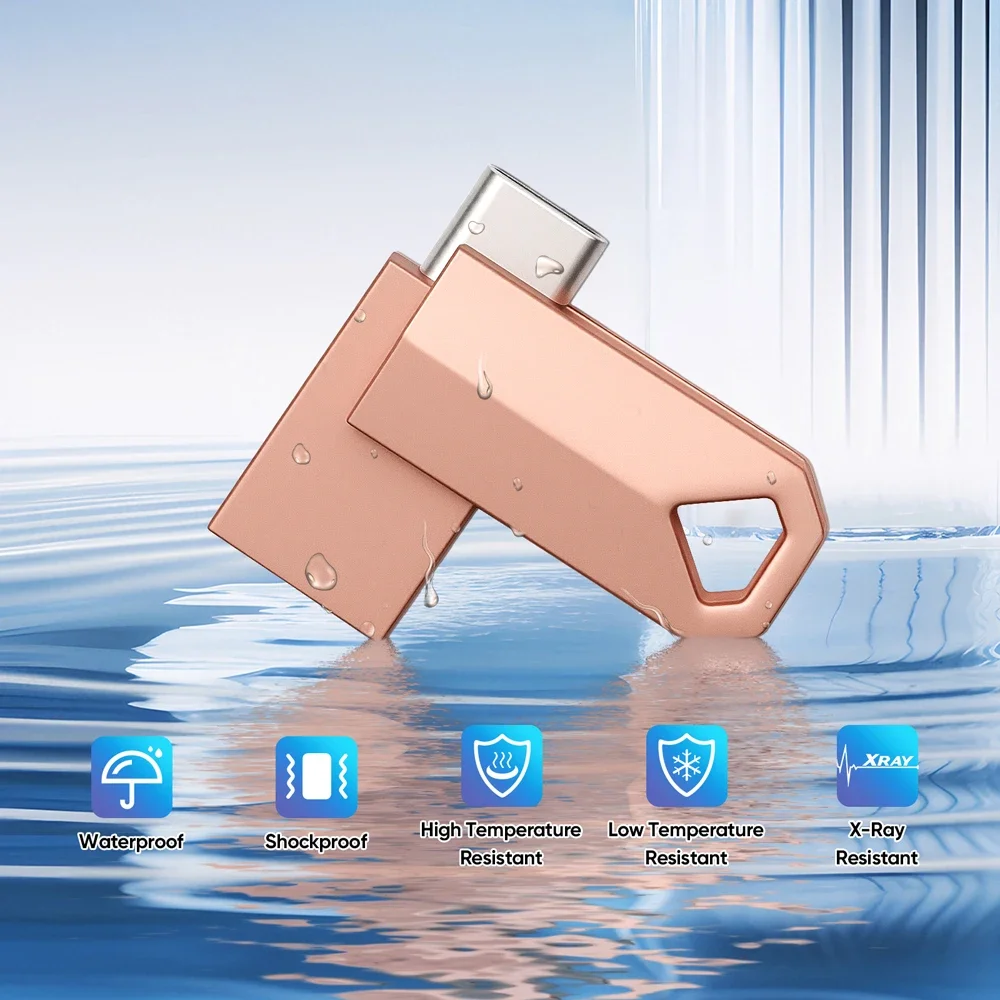 Фото Новый металлический USB-накопитель TYPE-C, 64 ГБ, двойной флэш-накопитель USB C, 32 ГБ, FAT32, 16 ГБ, бесплатная цепочка для ключей, 8 ГБ, USB флэшка №5